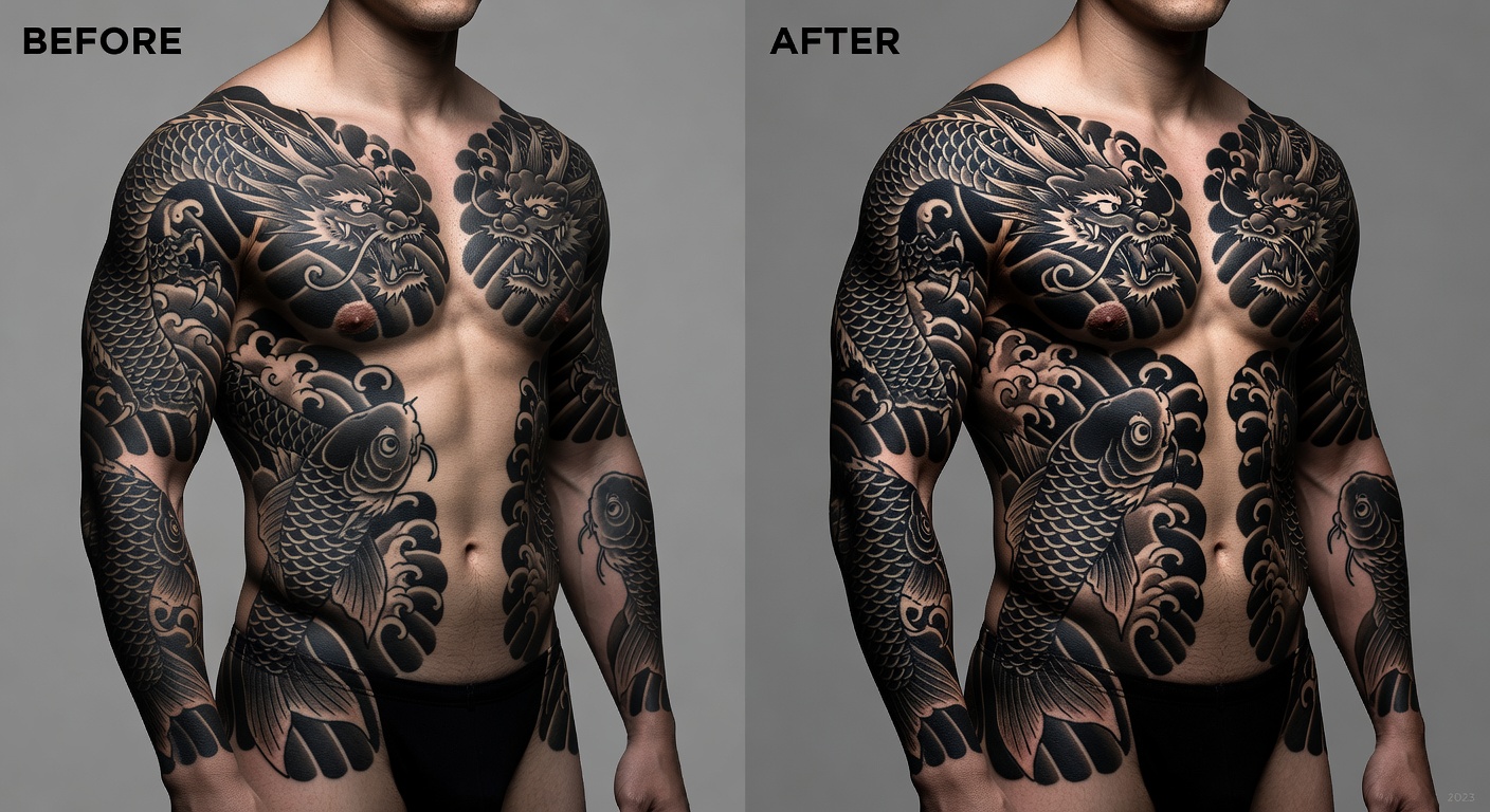 Case Studies: Stunning Blackwork Realism Irezumi Tattoo Transformations