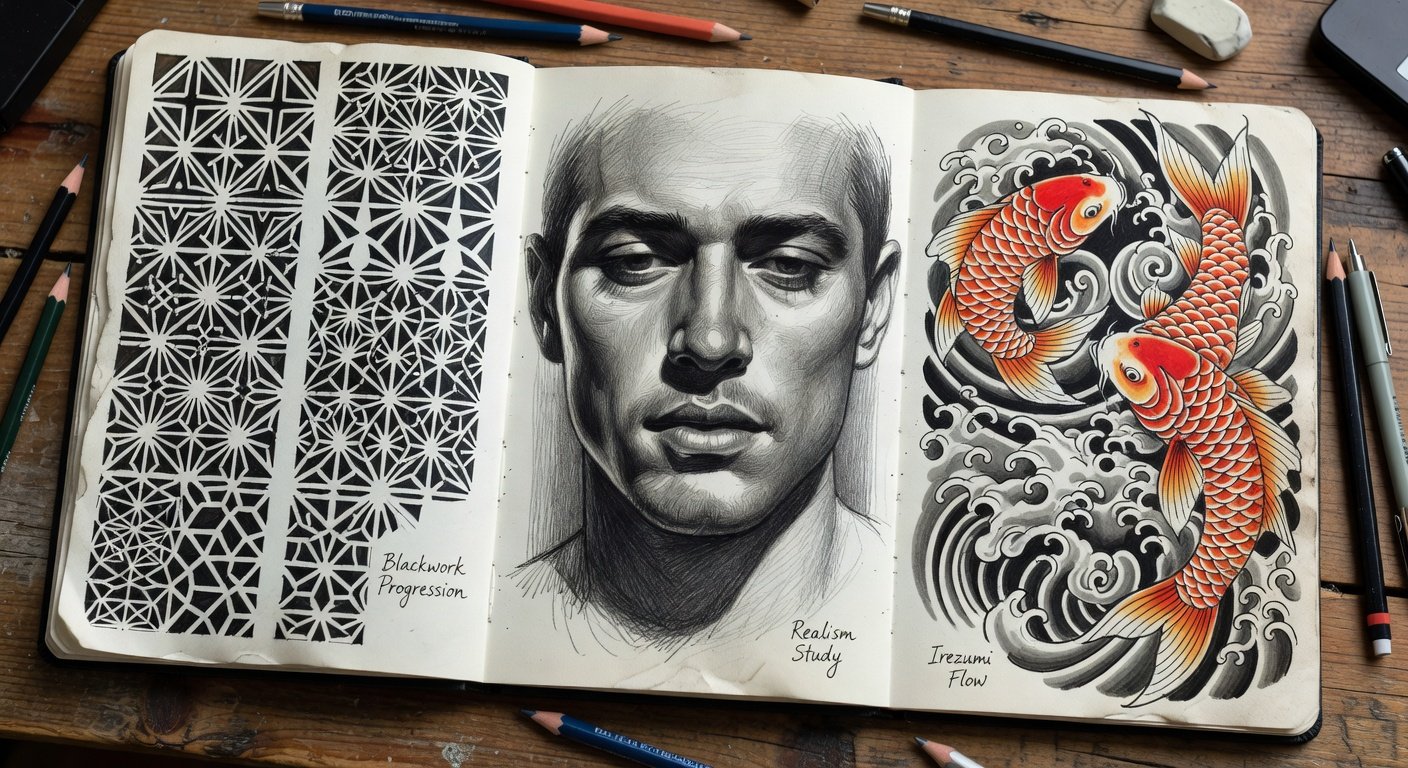 Step-by-Step Guide to Sketching Blackwork Realism & Irezumi Designs